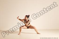 Underwear Martial art Woman White Moving poses Average long colored Dynamic poses Academic